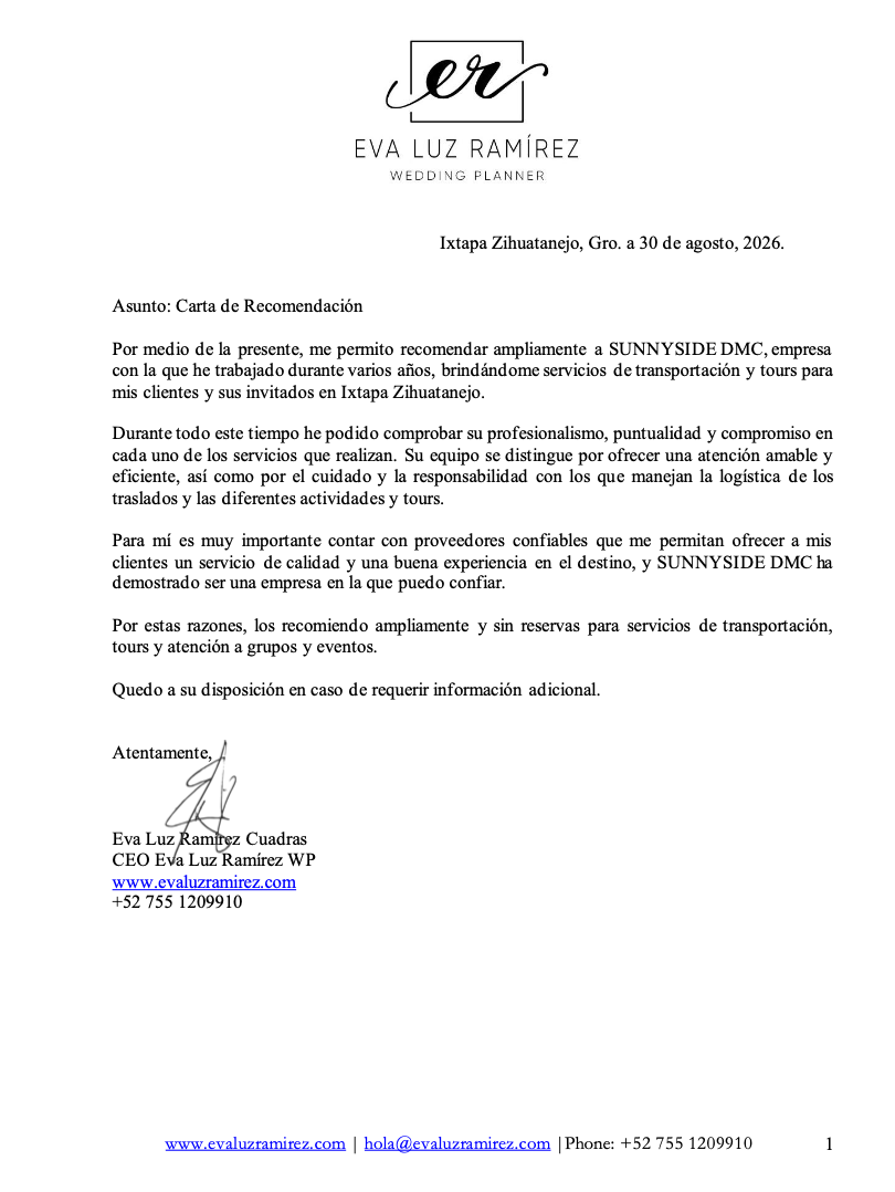 Recommendation letter for Sunnyside DMC Services